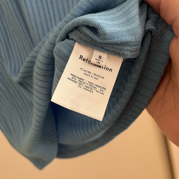 Reformation Blue Short Sleeve Knot Polo size Small - Picture 3 of 4